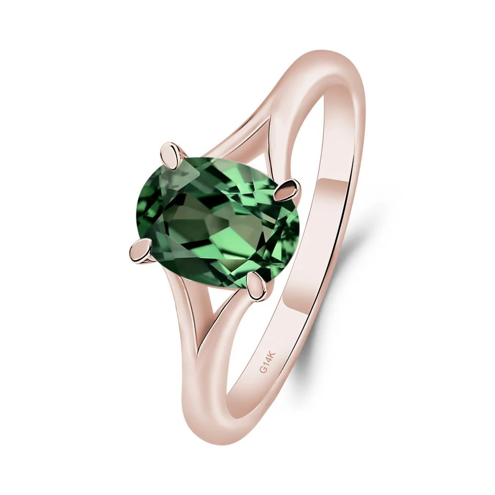 Green Sapphire Split Shank Engagement Ring - Image 5