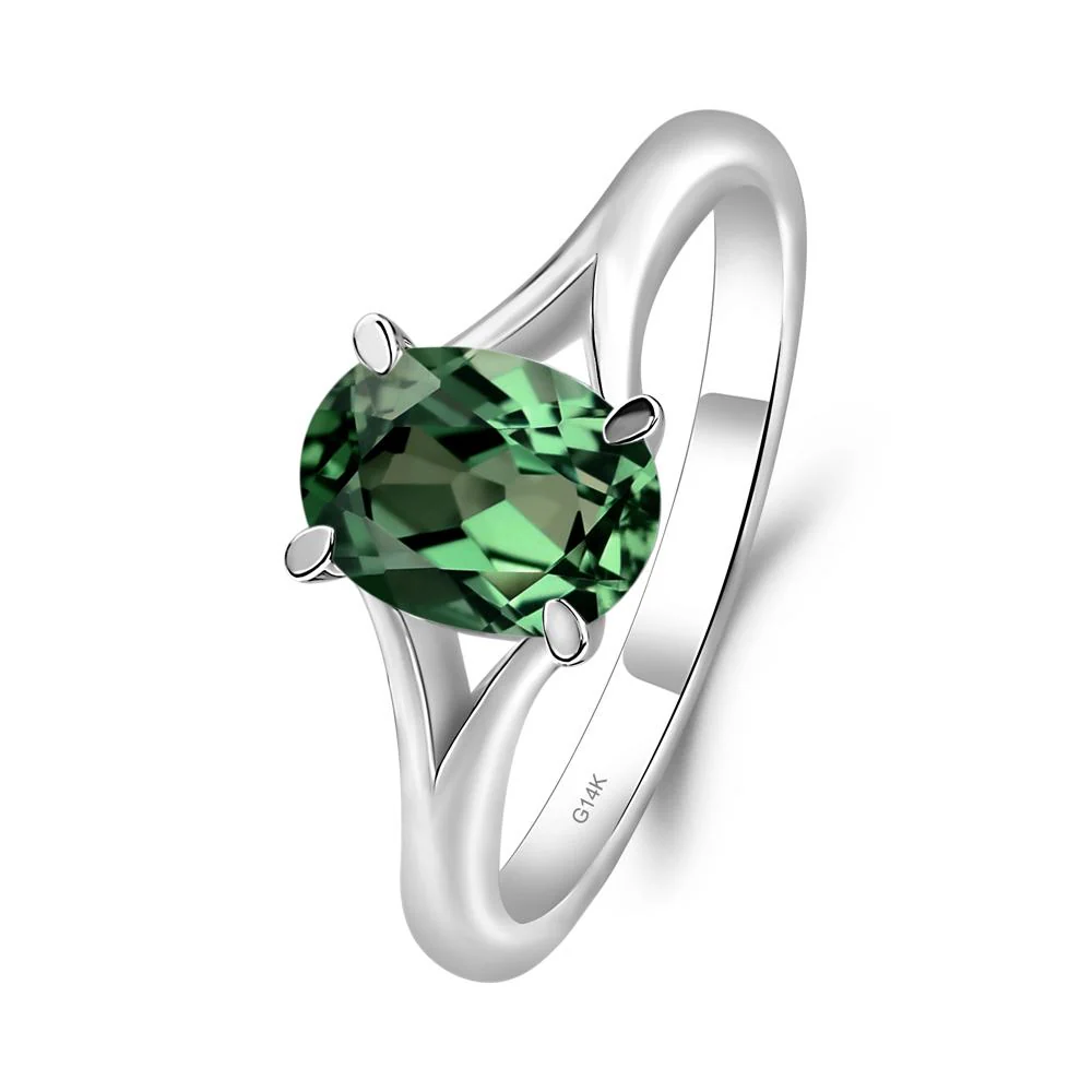 Green Sapphire Split Shank Engagement Ring - Image 6