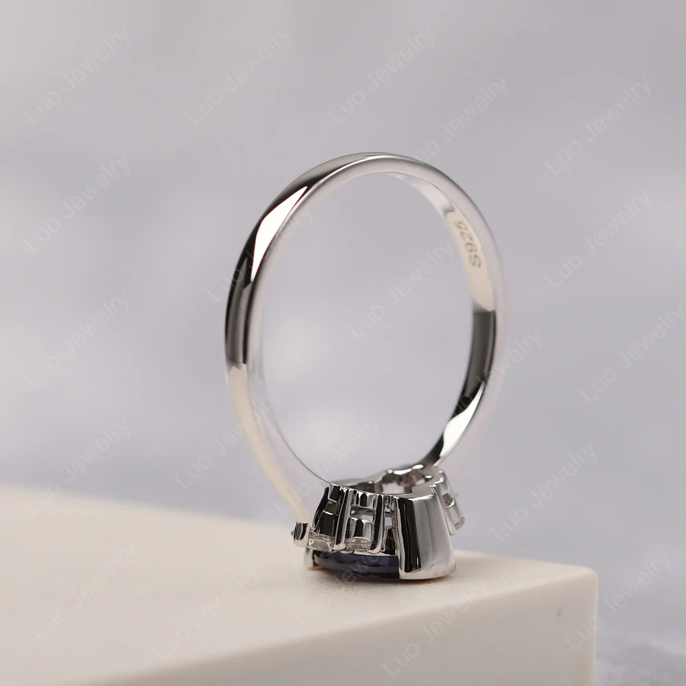 Oval Half Bezel Set Alexandrite Engagement Ring - Image 4