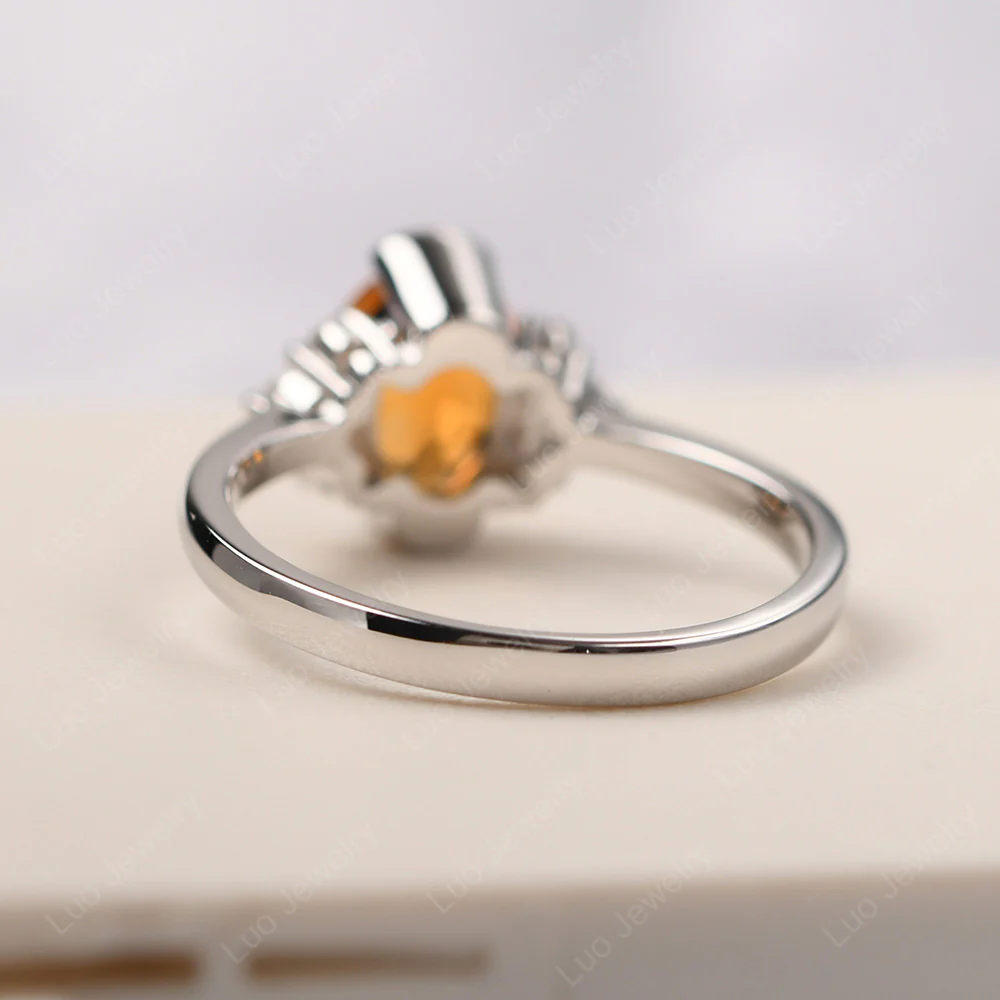 Oval Half Bezel Set Citrine Engagement Ring - Image 3