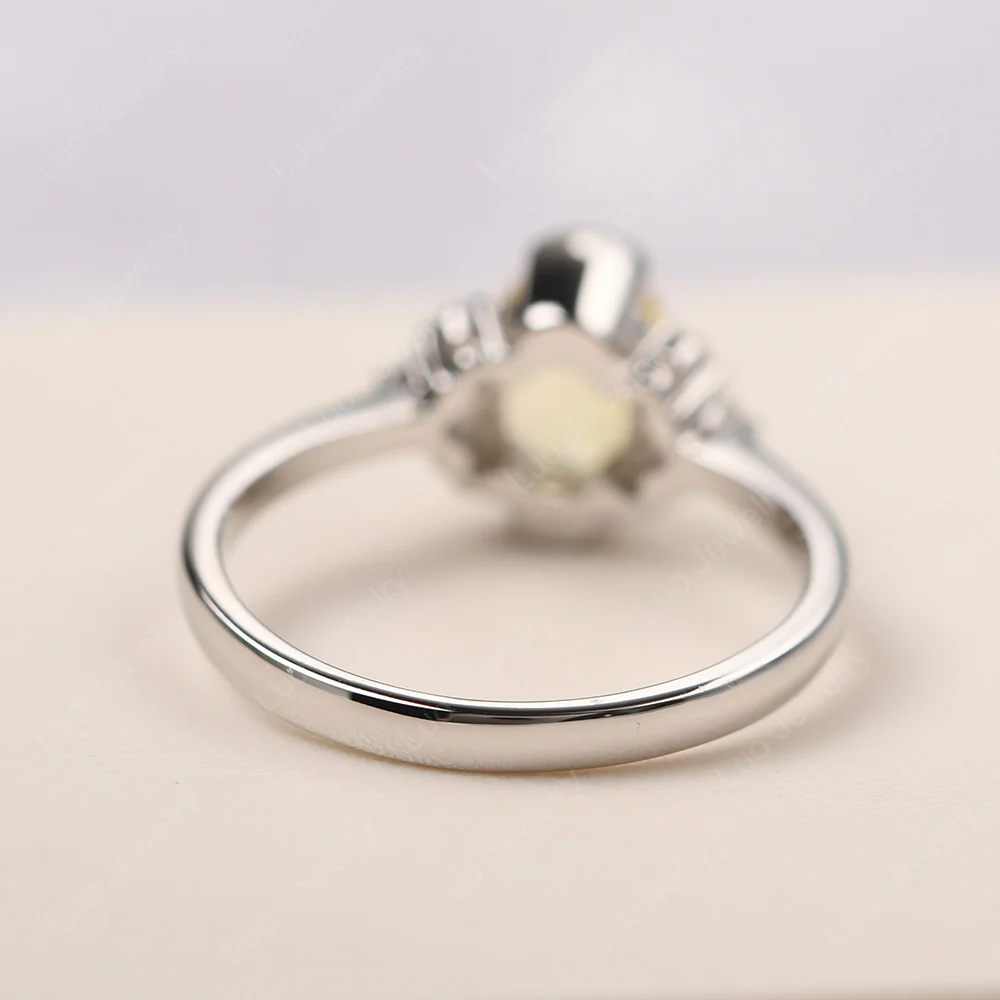 Oval Half Bezel Set Lemon Quartz Engagement Ring - Image 3