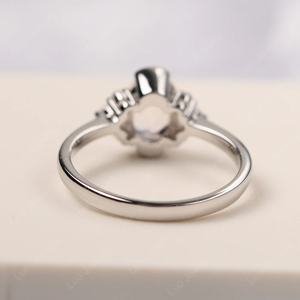 Oval Half Bezel Set Morganite Engagement Ring - Image 3
