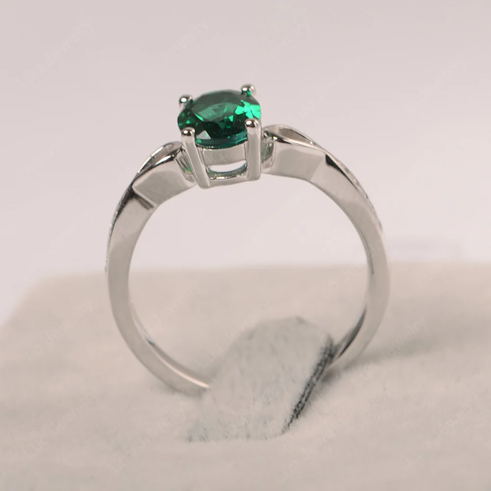 Oval Emerald Delicate Engagement Ring - Image 2