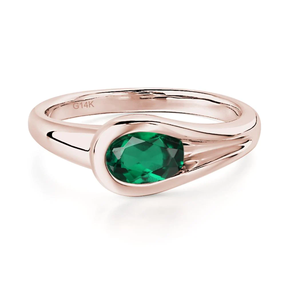 Emerald East West Oval Engagement Ring