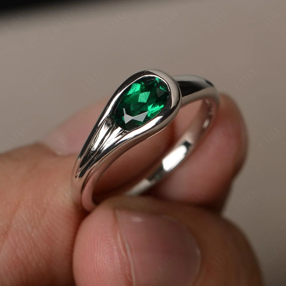 Emerald East West Oval Engagement Ring - Image 11