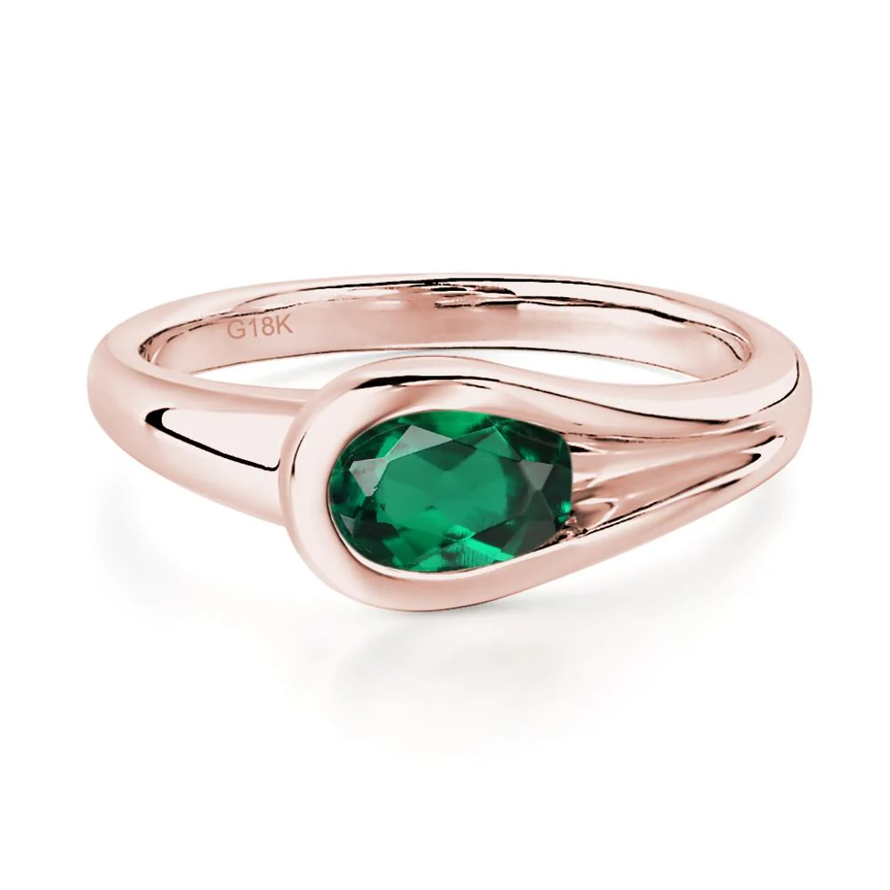 Emerald East West Oval Engagement Ring - Image 4