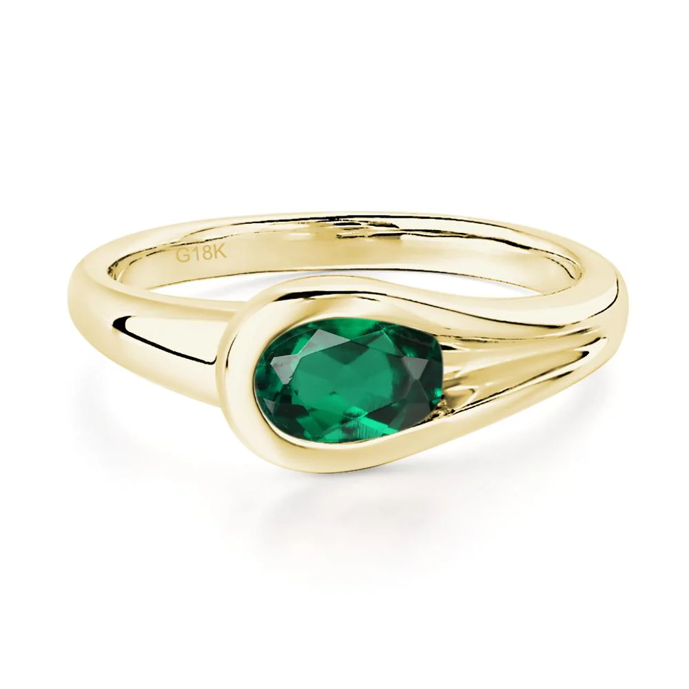 Emerald East West Oval Engagement Ring - Image 6