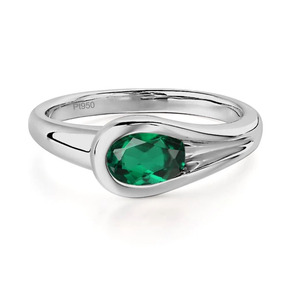 Emerald East West Oval Engagement Ring - Image 8