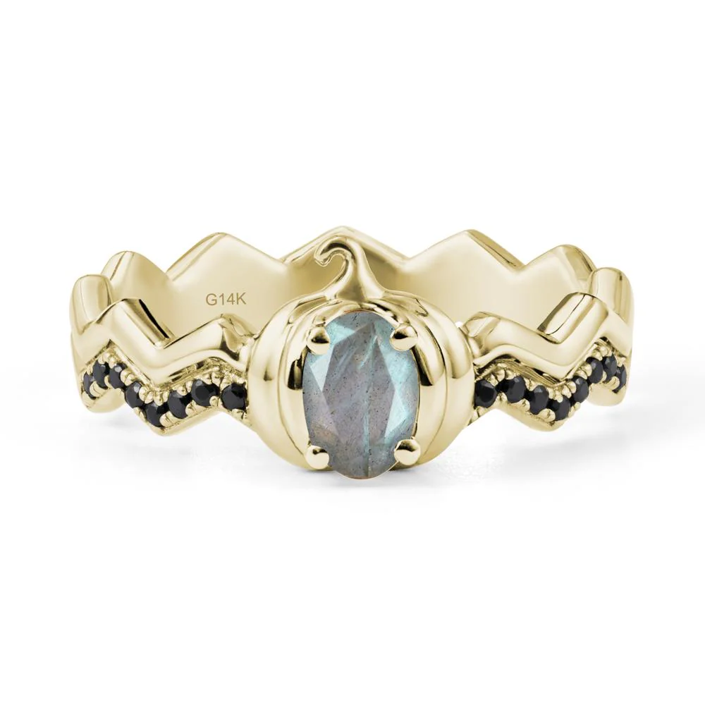 Oval Labradorite and Black Spinel Pumpkin Ring - Image 4