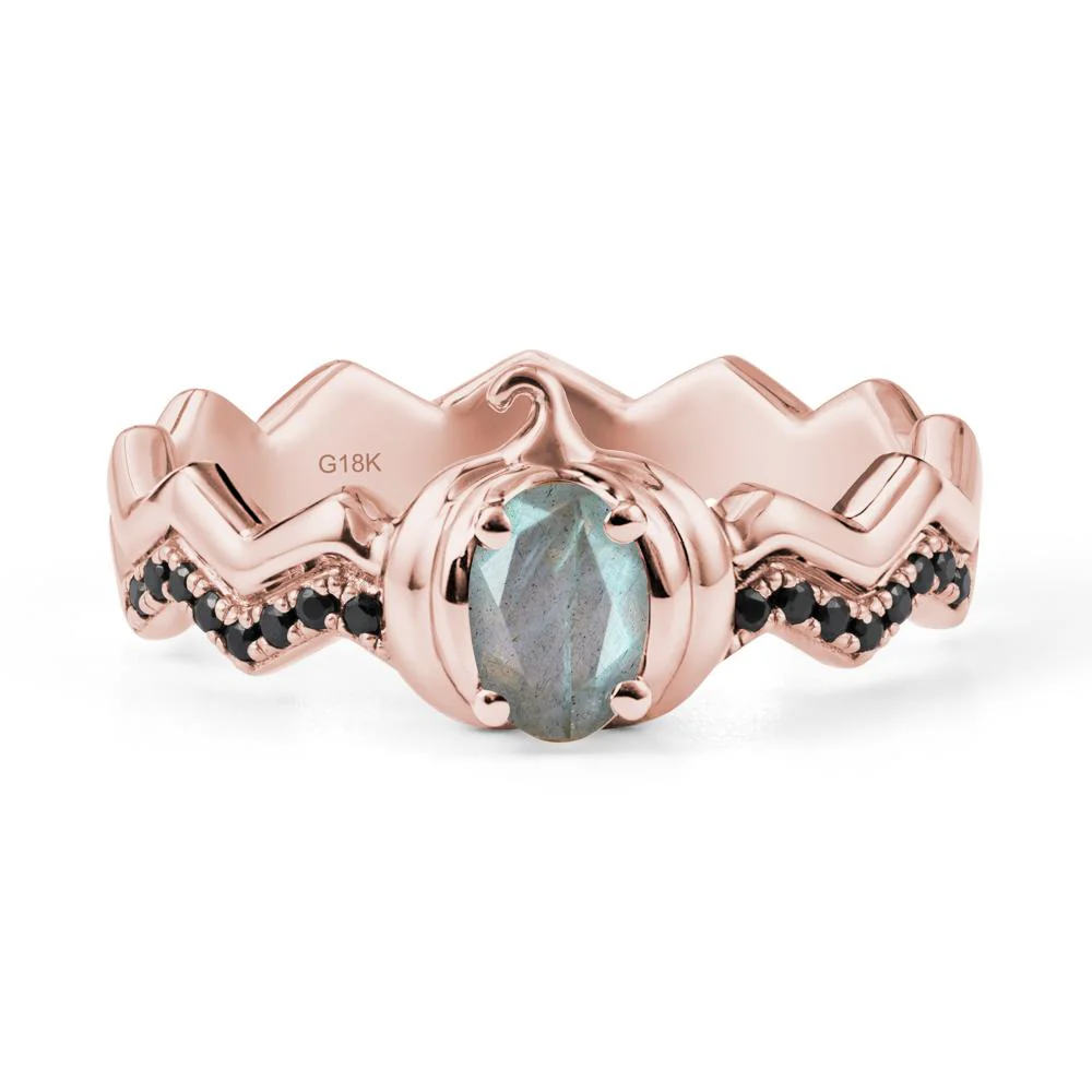 Oval Labradorite and Black Spinel Pumpkin Ring - Image 5