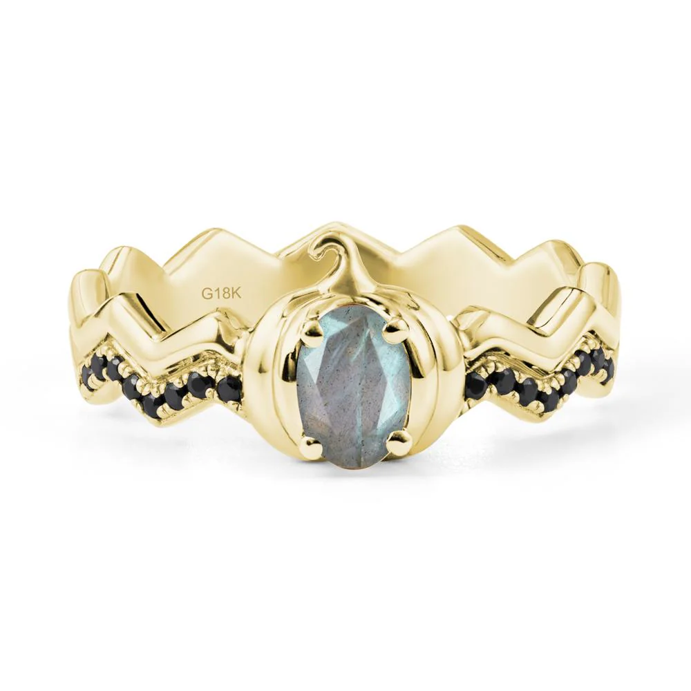Oval Labradorite and Black Spinel Pumpkin Ring - Image 7
