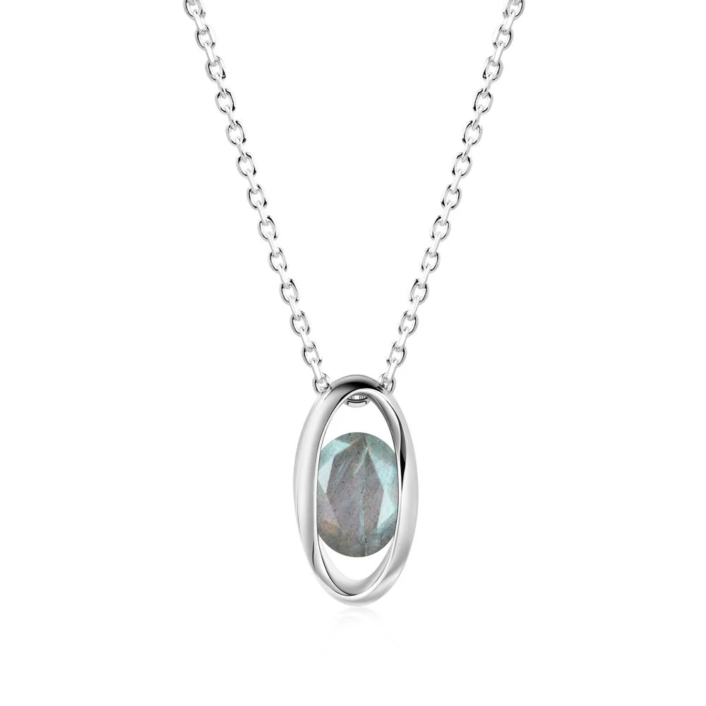 Oval Labradorite Solitaire Necklace - Image 4