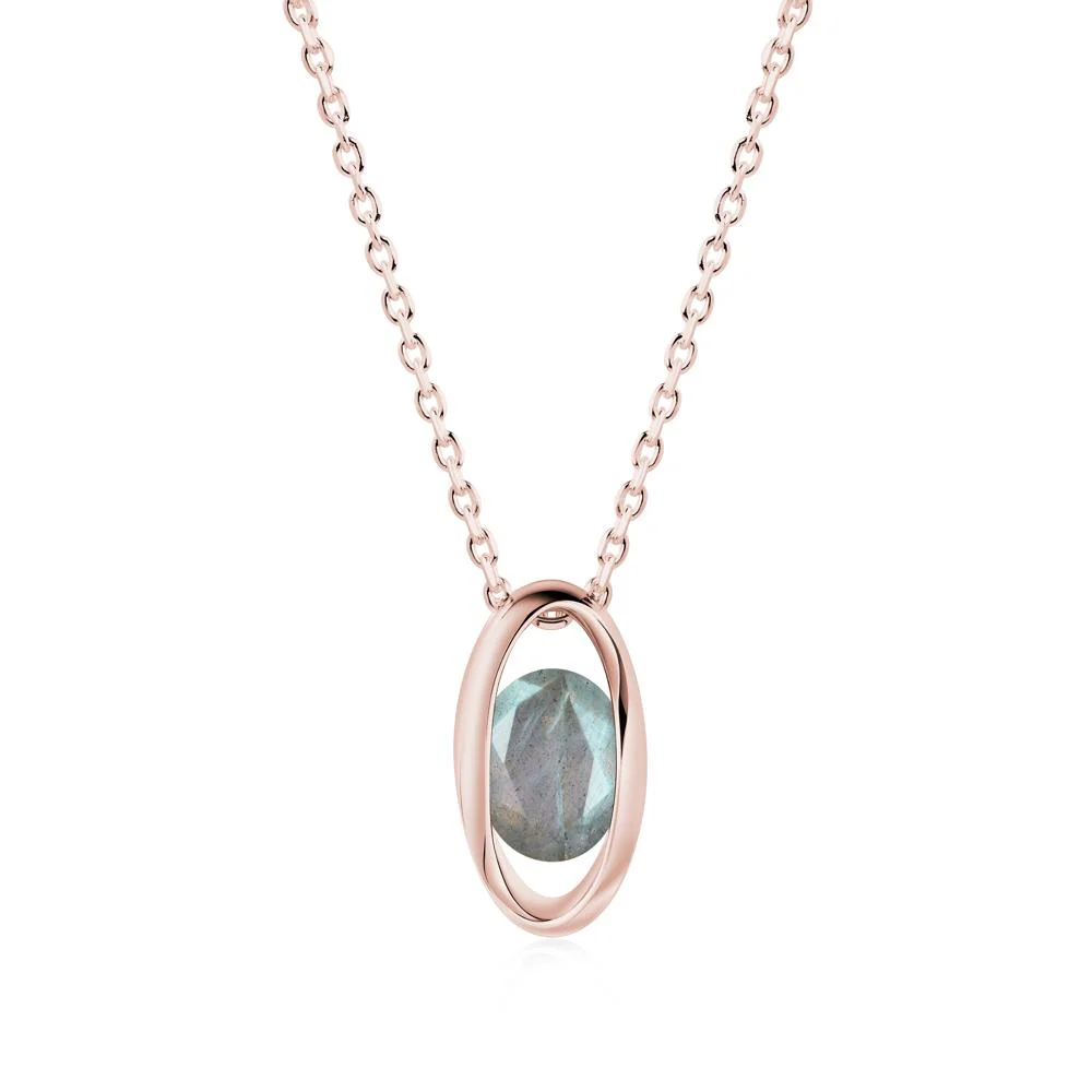 Oval Labradorite Solitaire Necklace - Image 7