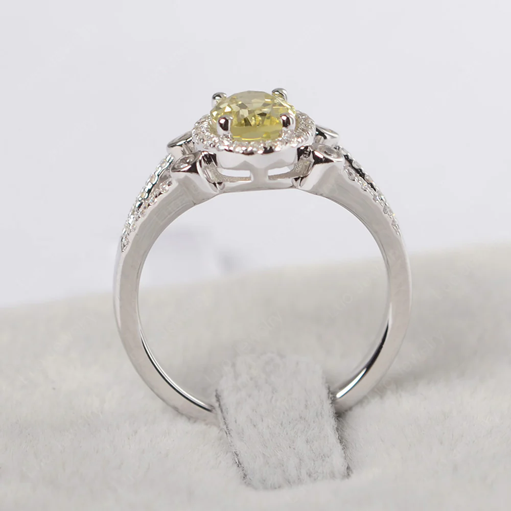 Oval Lemon Quartz Split Shank Engagement Ring - Image 2
