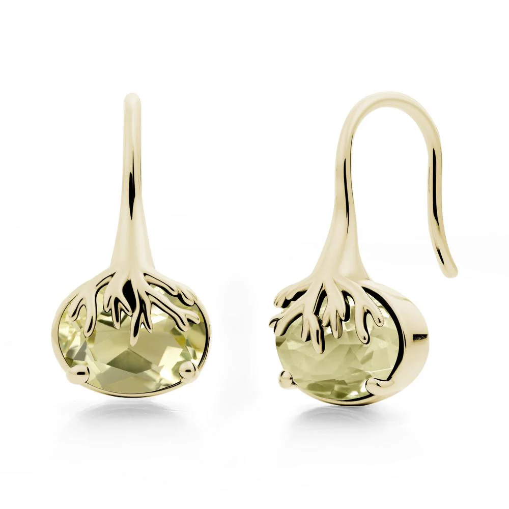Oval Lemon Quartz French Hook Earrings - Image 4