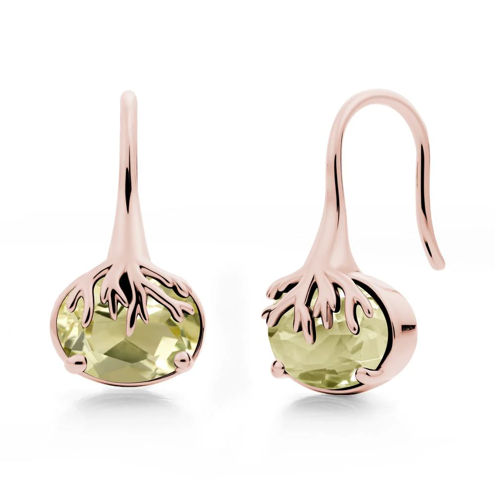 Oval Lemon Quartz French Hook Earrings - Image 5