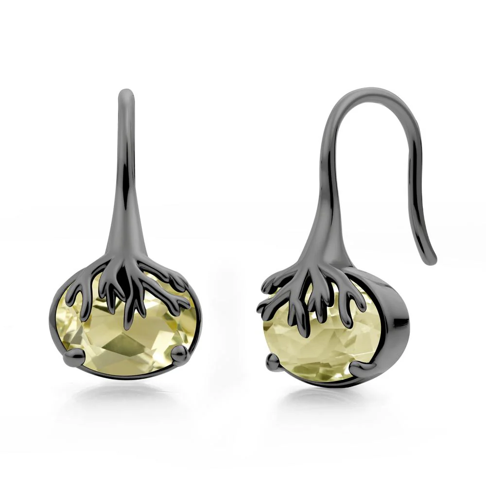 Oval Lemon Quartz French Hook Earrings - Image 6