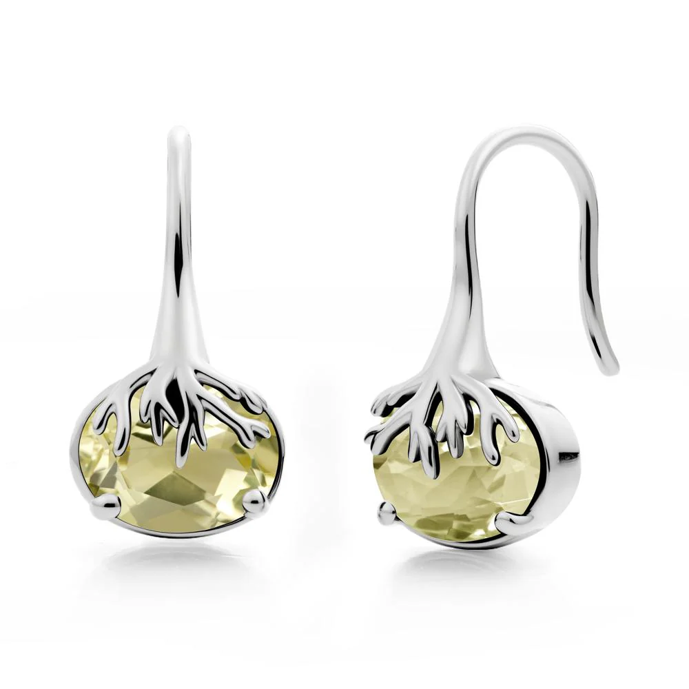 Oval Lemon Quartz French Hook Earrings - Image 9