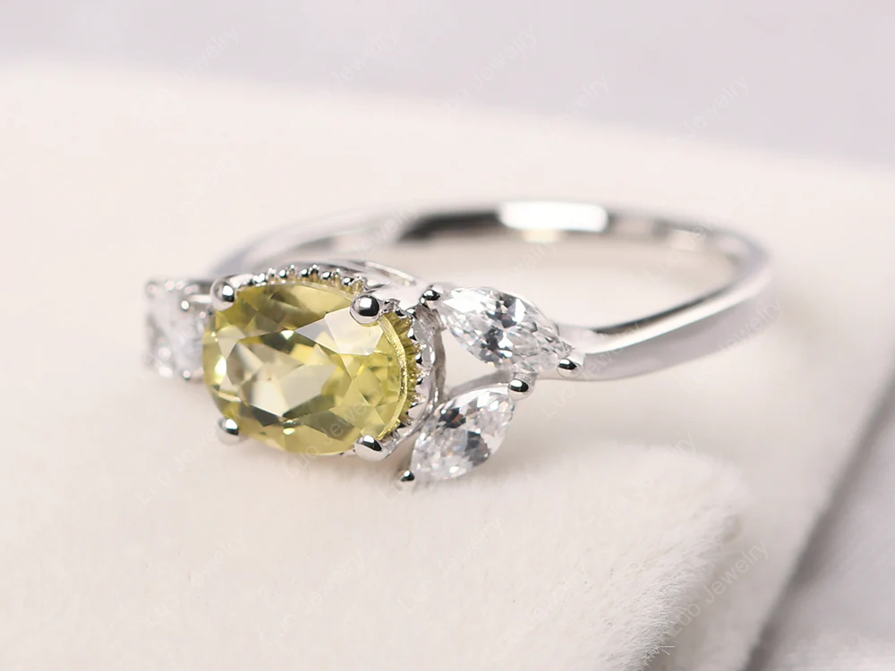 Oval Lemon Quartz Cluster Ring - Image 2