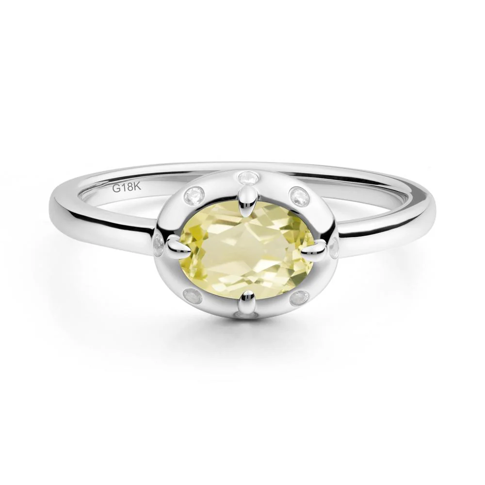 Oval Lemon Quartz Ring with Faux-Bezel Setting - Image 8