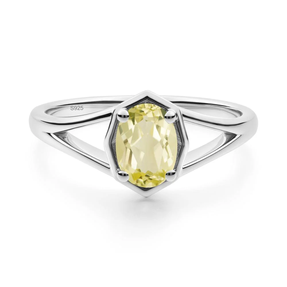 Oval Lemon Quartz Split Shank Eengagement Ring - Image 6