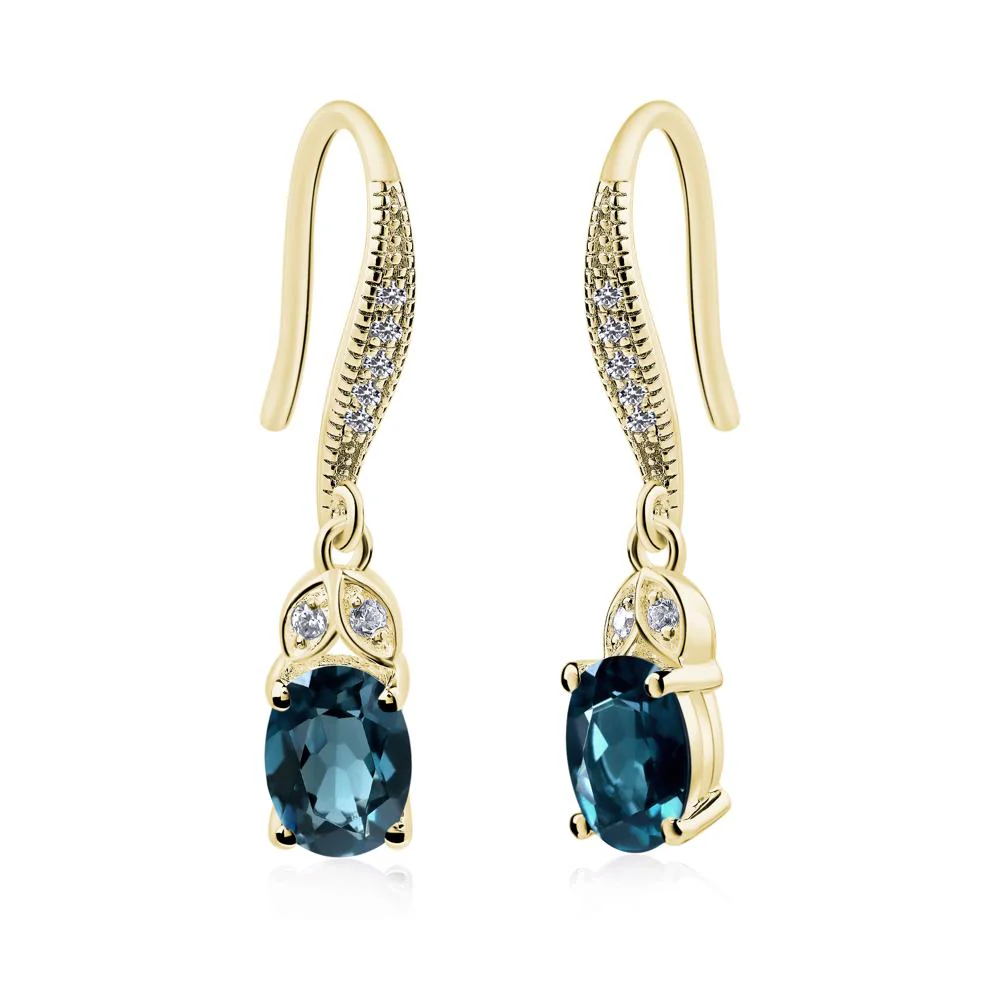 Oval London Blue Topaz Dangling Earrings - Image 5