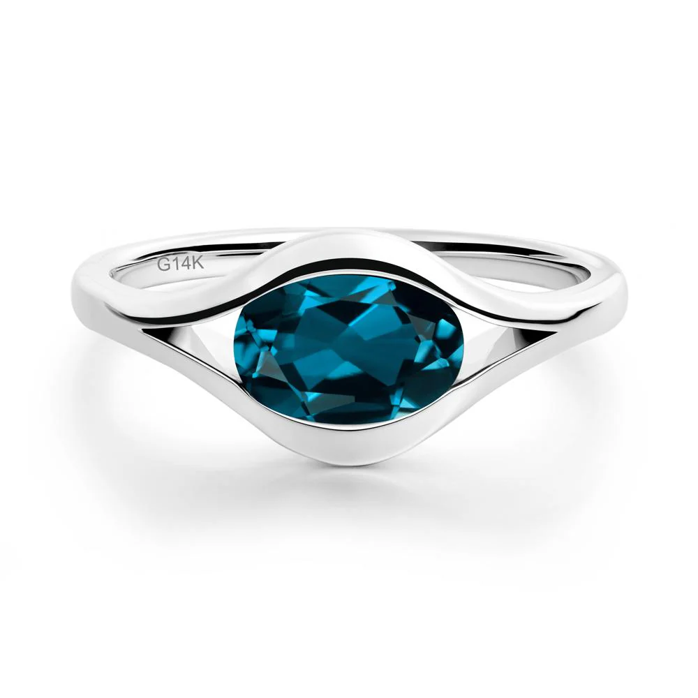 Oval London Blue Topaz Evil Eye Ring - Image 2