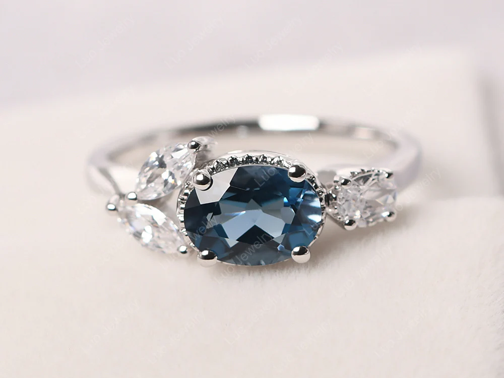 Oval London Blue Topaz Cluster Ring