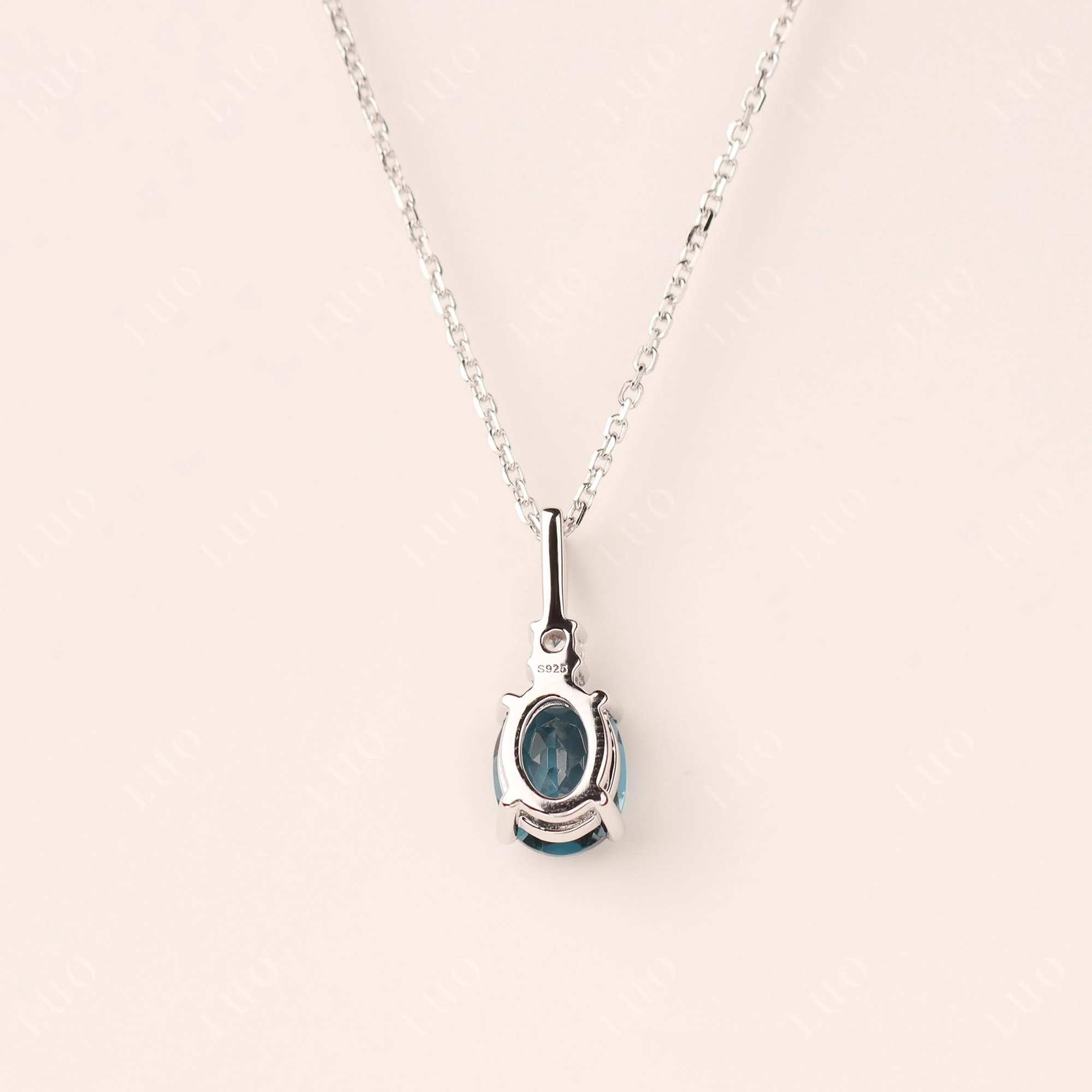 Simple Oval London Blue Topaz Necklace - Image 11