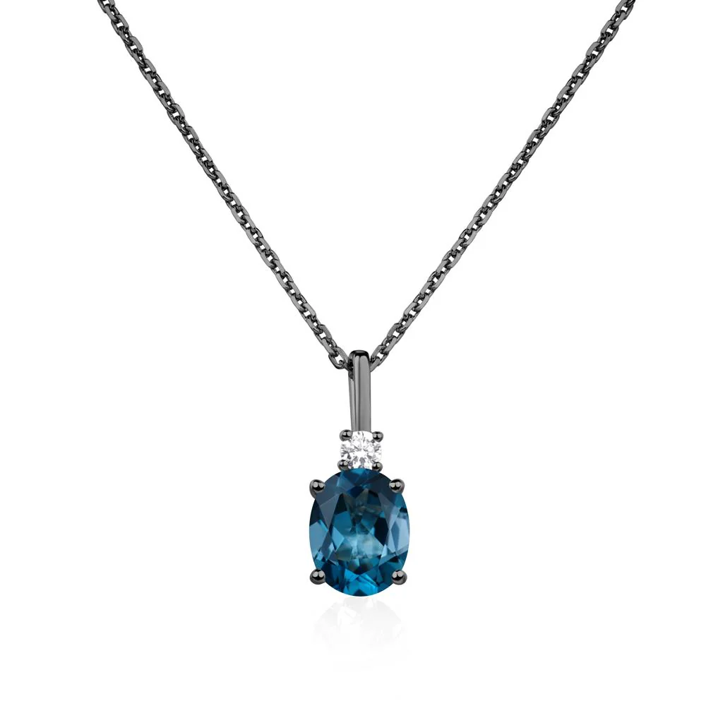 Simple Oval London Blue Topaz Necklace - Image 3