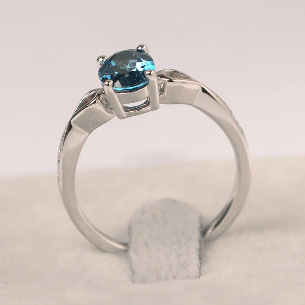 Oval London Blue Topaz Delicate Engagement Ring - Image 2