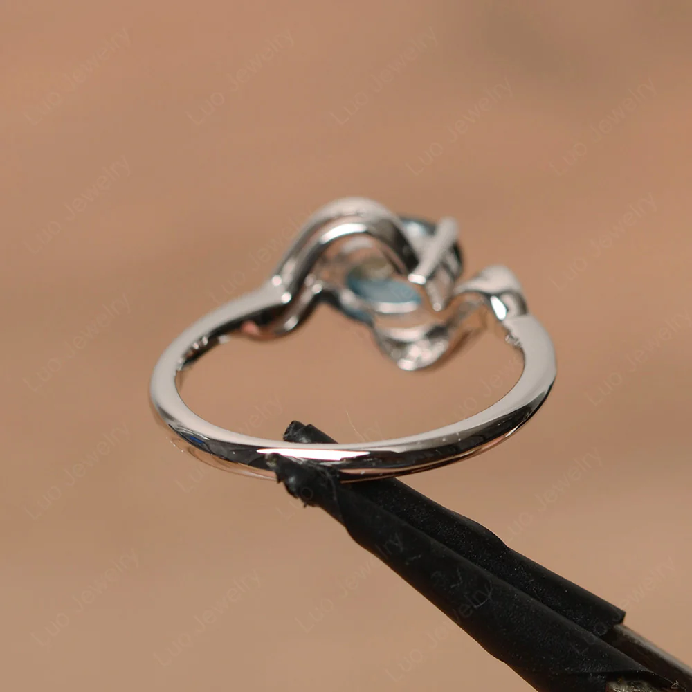 Oval London Blue Topaz East West Engagement Ring - Image 3