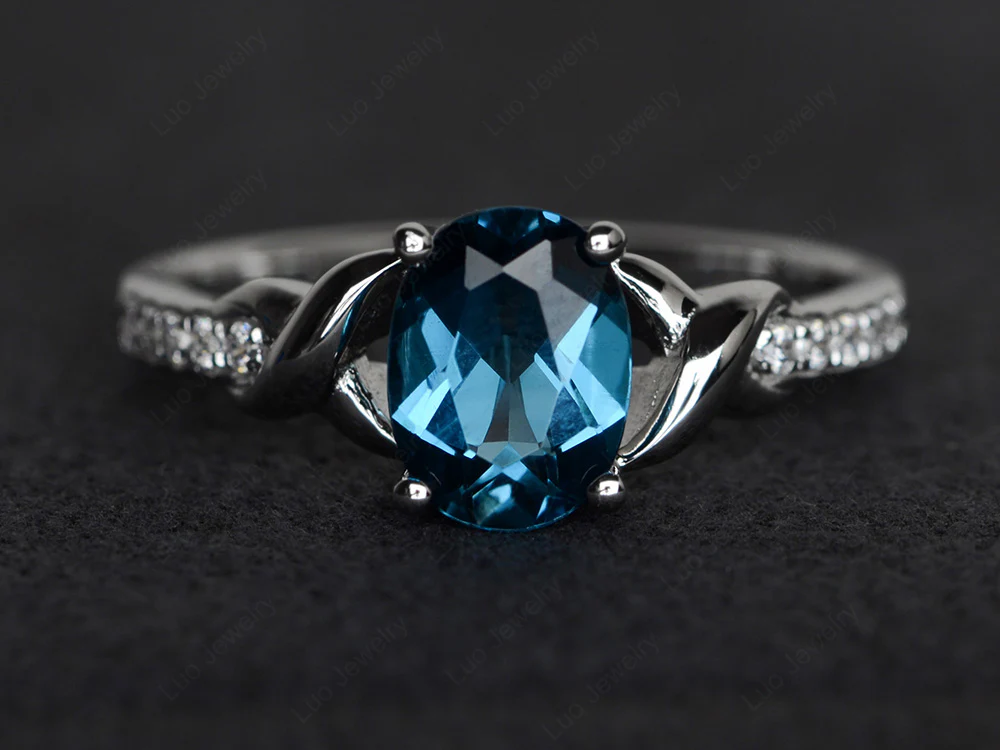 Oval London Blue Topaz Twist Ring