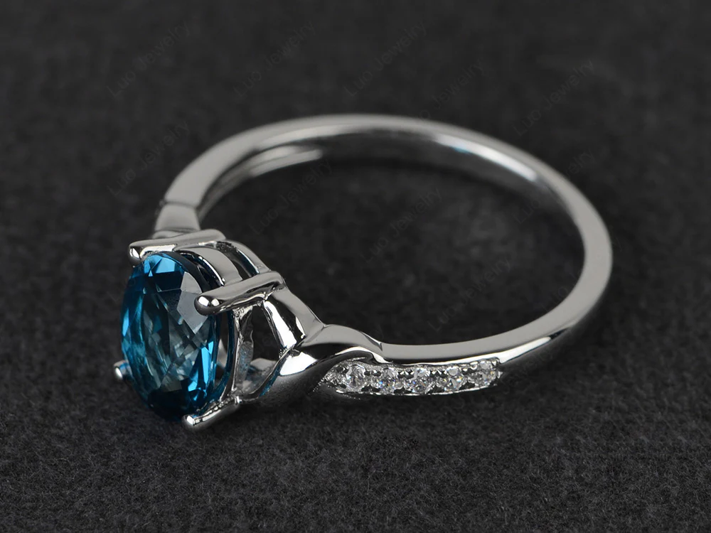 Oval London Blue Topaz Twist Ring - Image 2