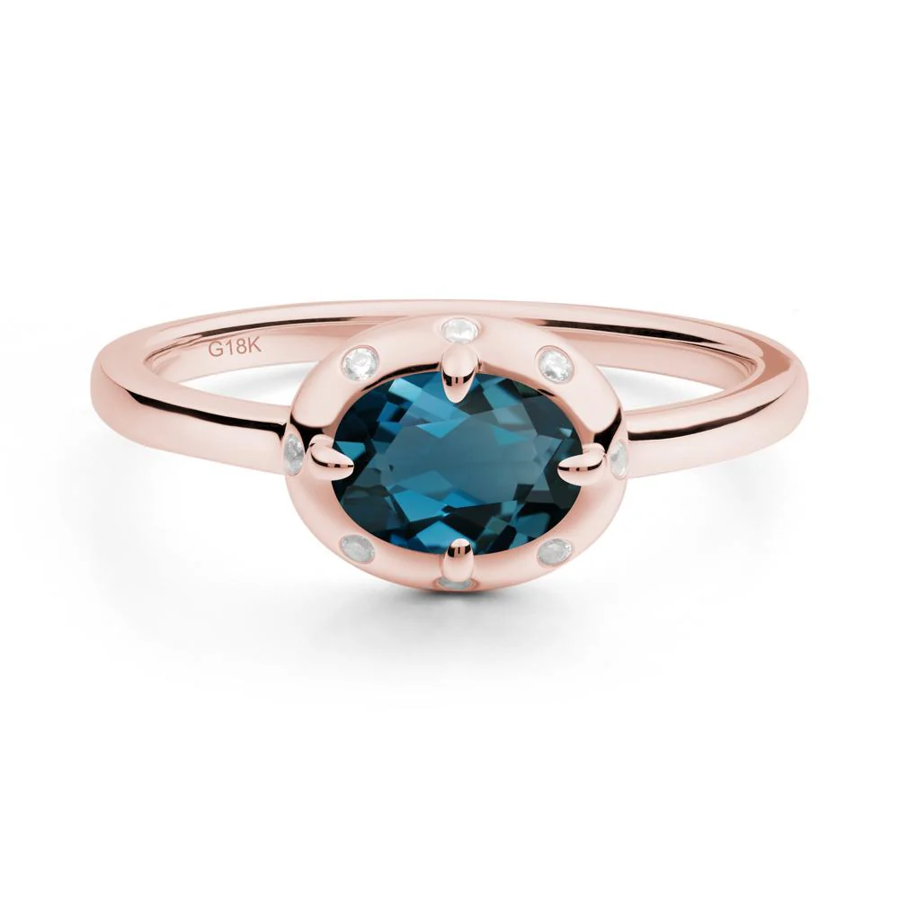 Oval London Blue Topaz Ring with Faux-Bezel Setting - Image 2