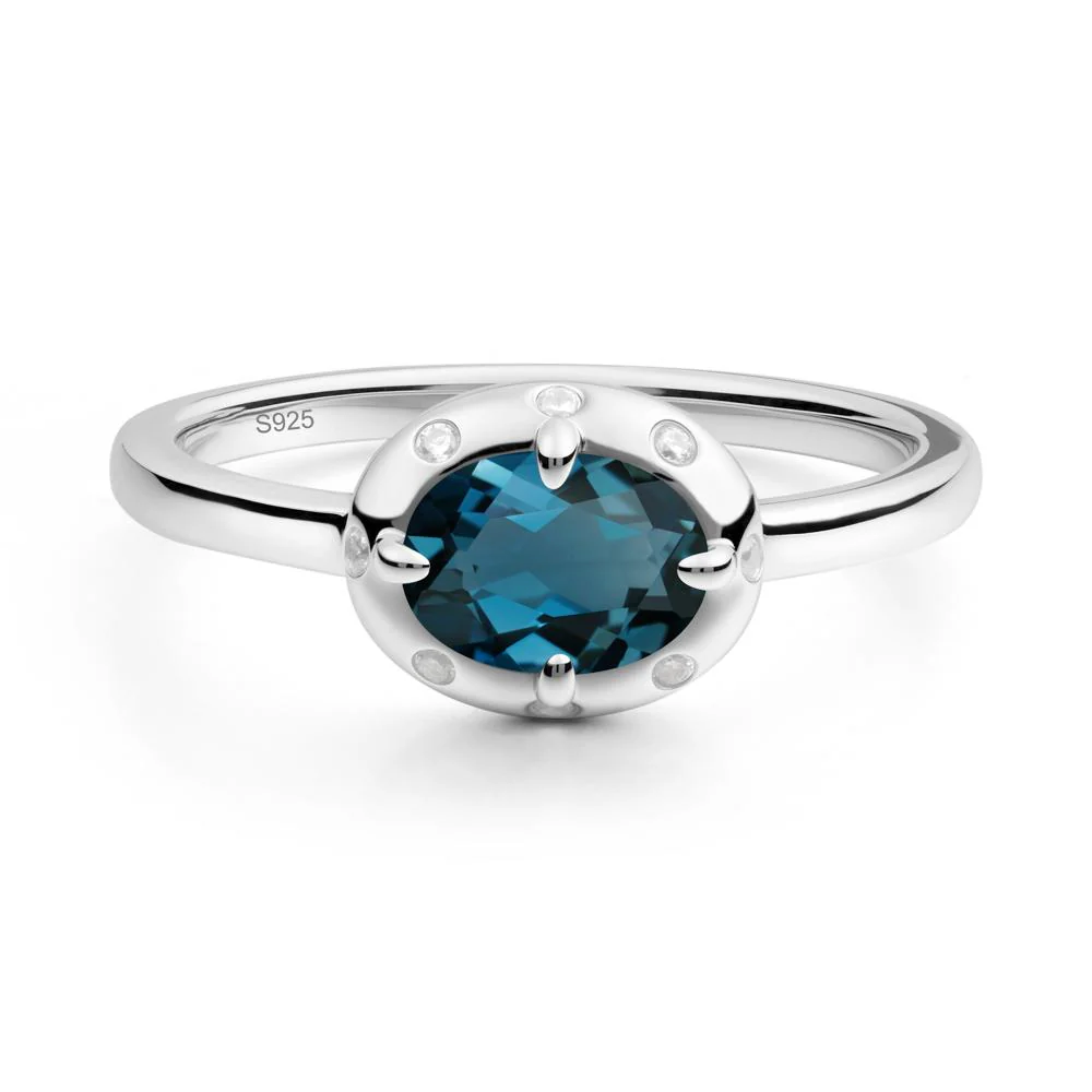Oval London Blue Topaz Ring with Faux-Bezel Setting - Image 3