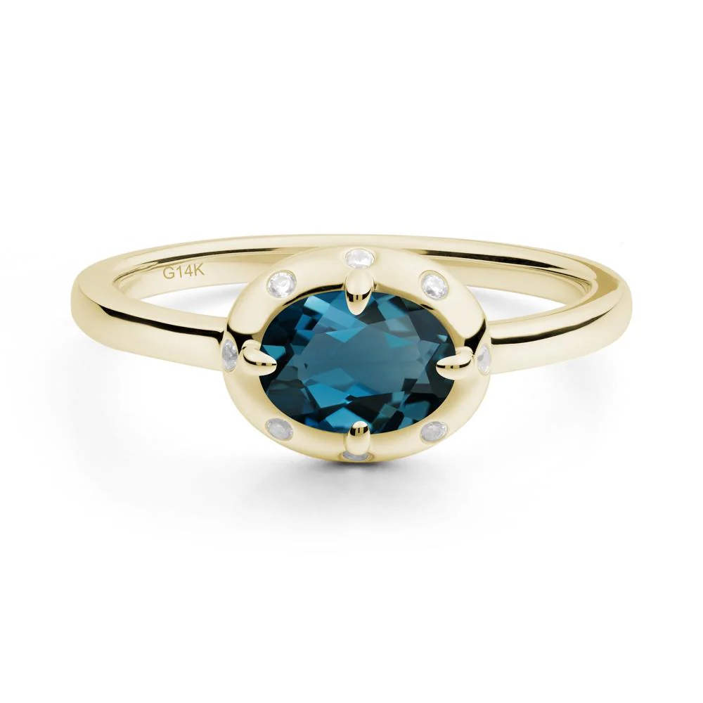 Oval London Blue Topaz Ring with Faux-Bezel Setting - Image 4