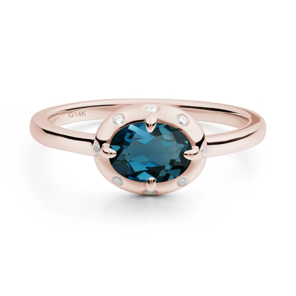 Oval London Blue Topaz Ring with Faux-Bezel Setting - Image 7