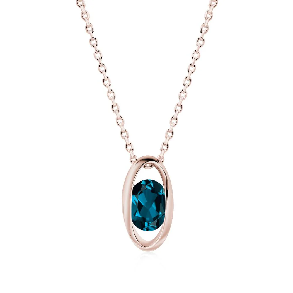 Oval London Blue Topaz Solitaire Necklace
