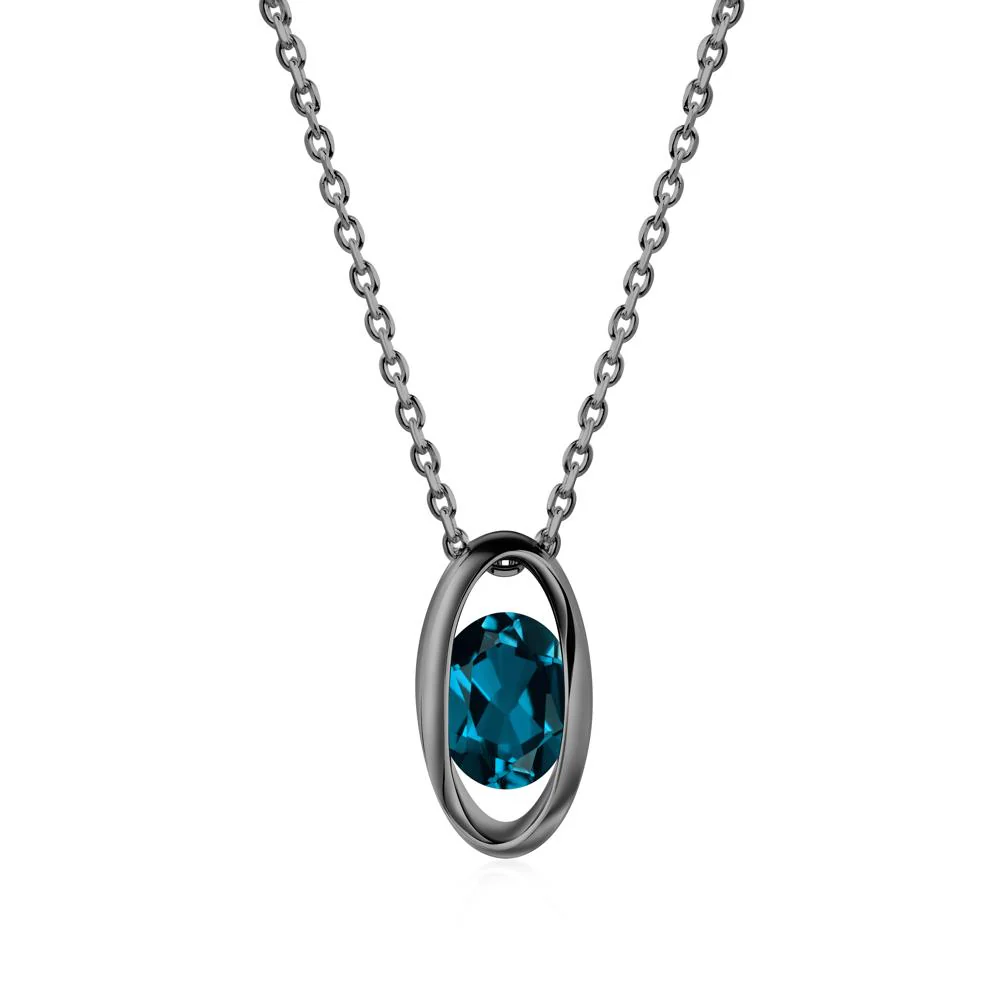 Oval London Blue Topaz Solitaire Necklace - Image 3
