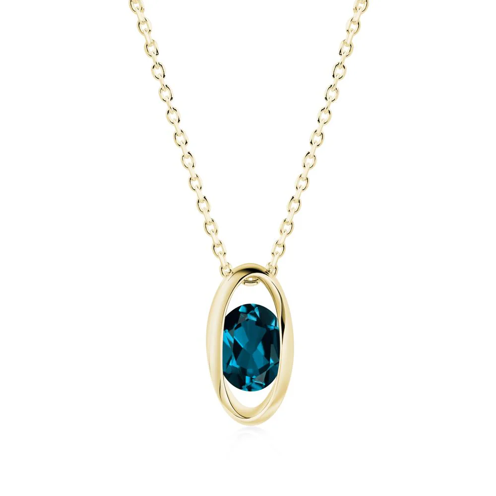 Oval London Blue Topaz Solitaire Necklace - Image 5