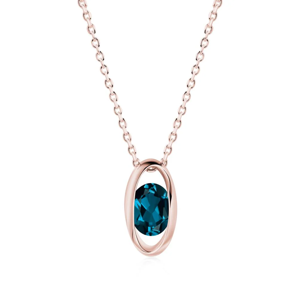 Oval London Blue Topaz Solitaire Necklace - Image 7