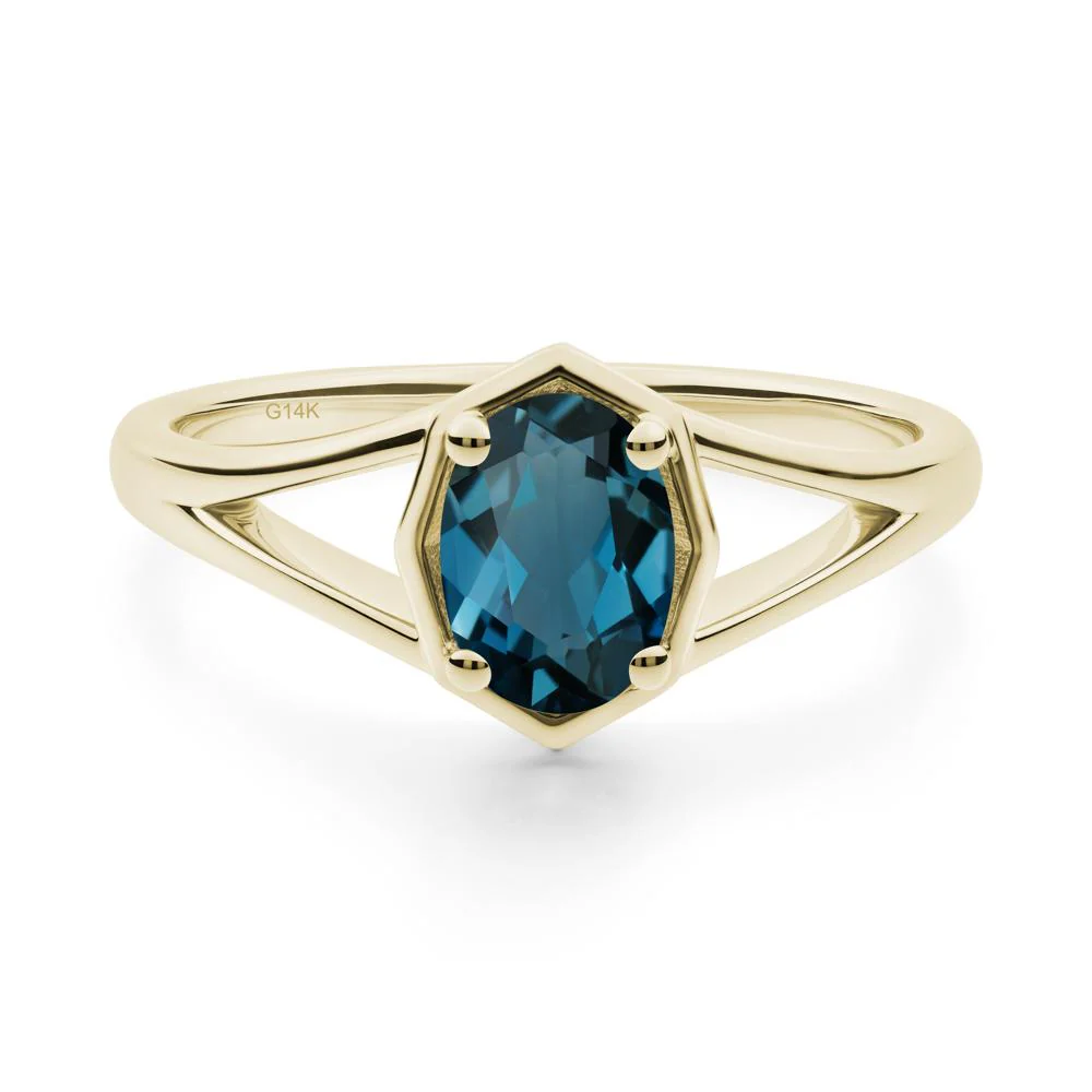 Oval London Blue Topaz Split Shank Eengagement Ring - Image 4