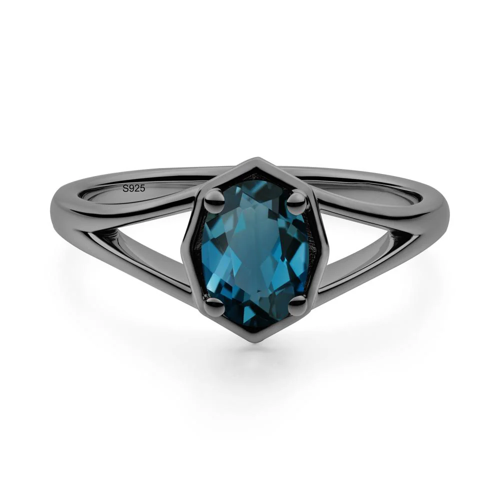 Oval London Blue Topaz Split Shank Eengagement Ring - Image 5