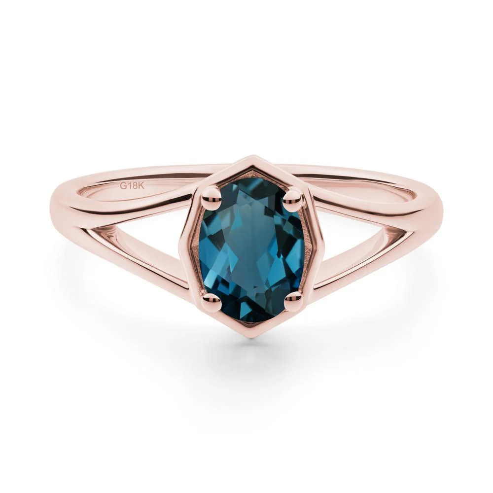 Oval London Blue Topaz Split Shank Eengagement Ring - Image 6