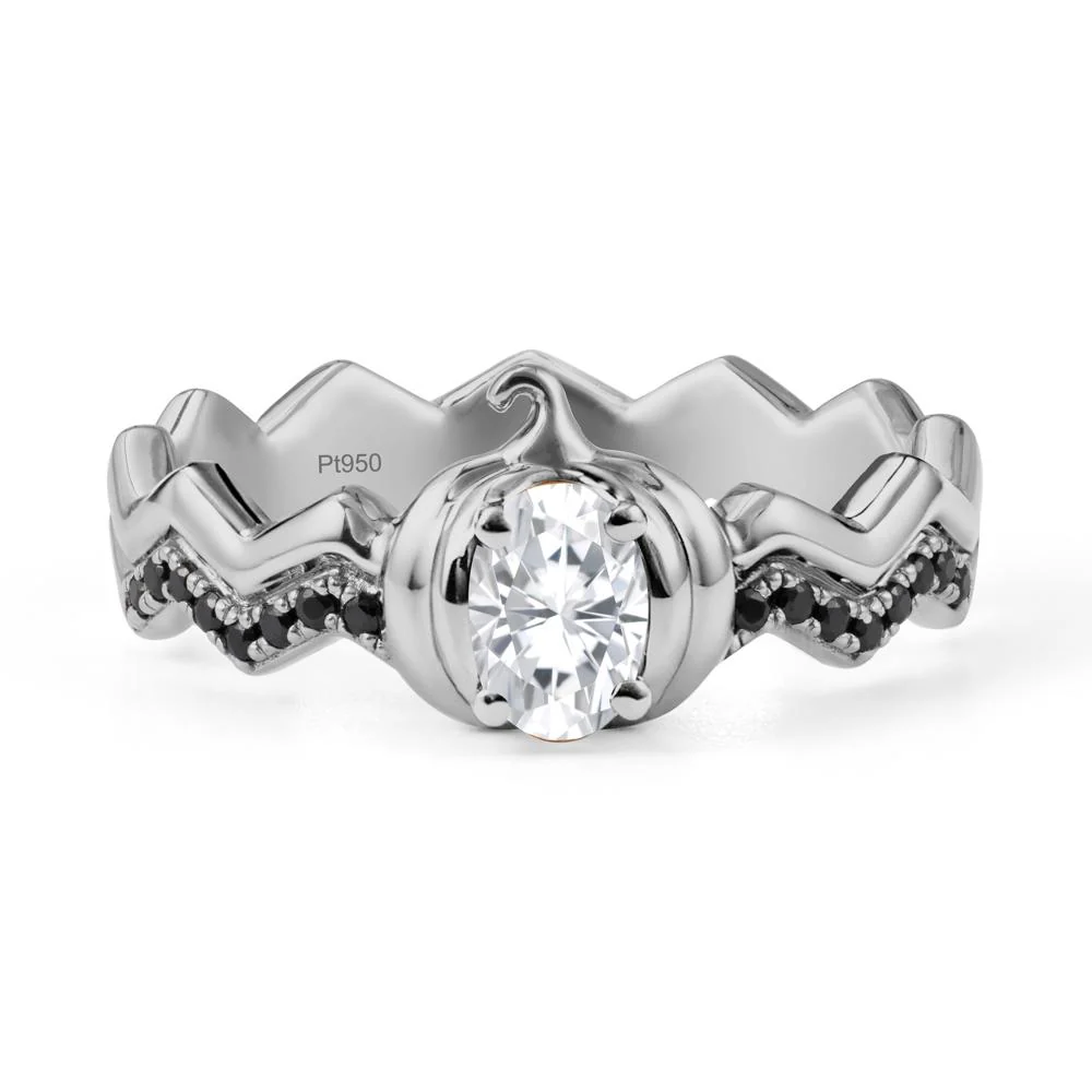 Oval Moissanite and Black Spinel Pumpkin Ring - Image 8