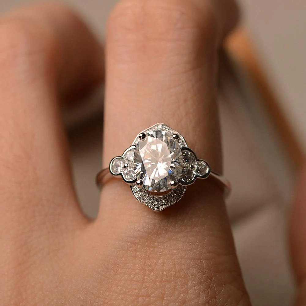 Moissanite Halo Engagement Ring - Image 4