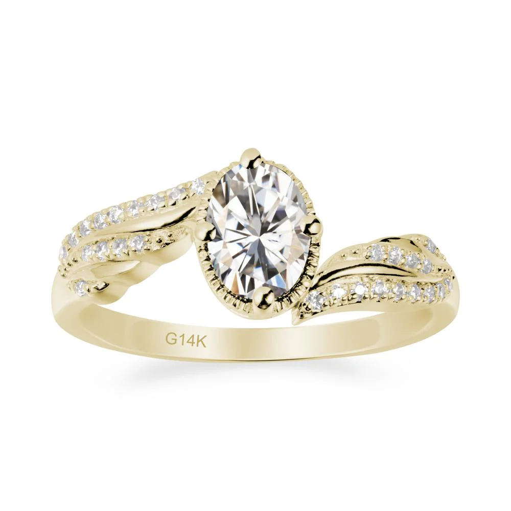 Oval Moissanite Ring with Milgrain Halo - Image 4