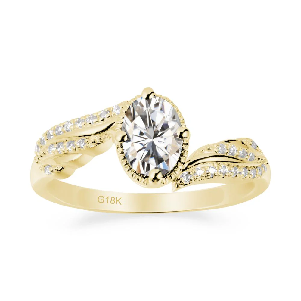 Oval Moissanite Ring with Milgrain Halo - Image 7