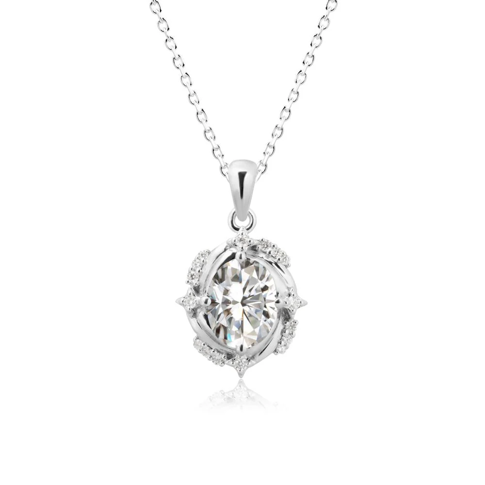 Oval Moissanite Shooting Star Pendant Necklace - Image 6